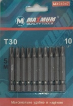 Набор бит T30х, "MAXIMUM" MX04047 (насадка шестигранник звездочка)