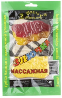 Губка банная Масажная в вакумной упаковке Злючка